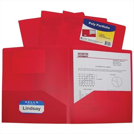 C-LINE PRODUCTS C-Line Products 33954BNDL18EA Two-Pocket Heavyweight Poly Portfolio Folder  Red - Set of 18 Folders 33954BNDL18EA